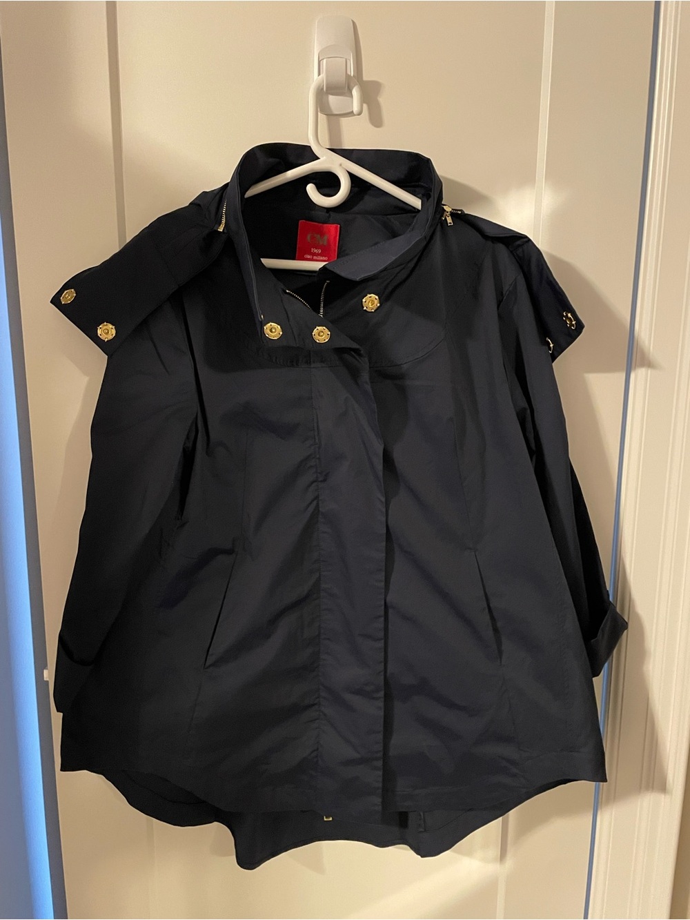 Women's Navy Trench Coat with Gold Buttons